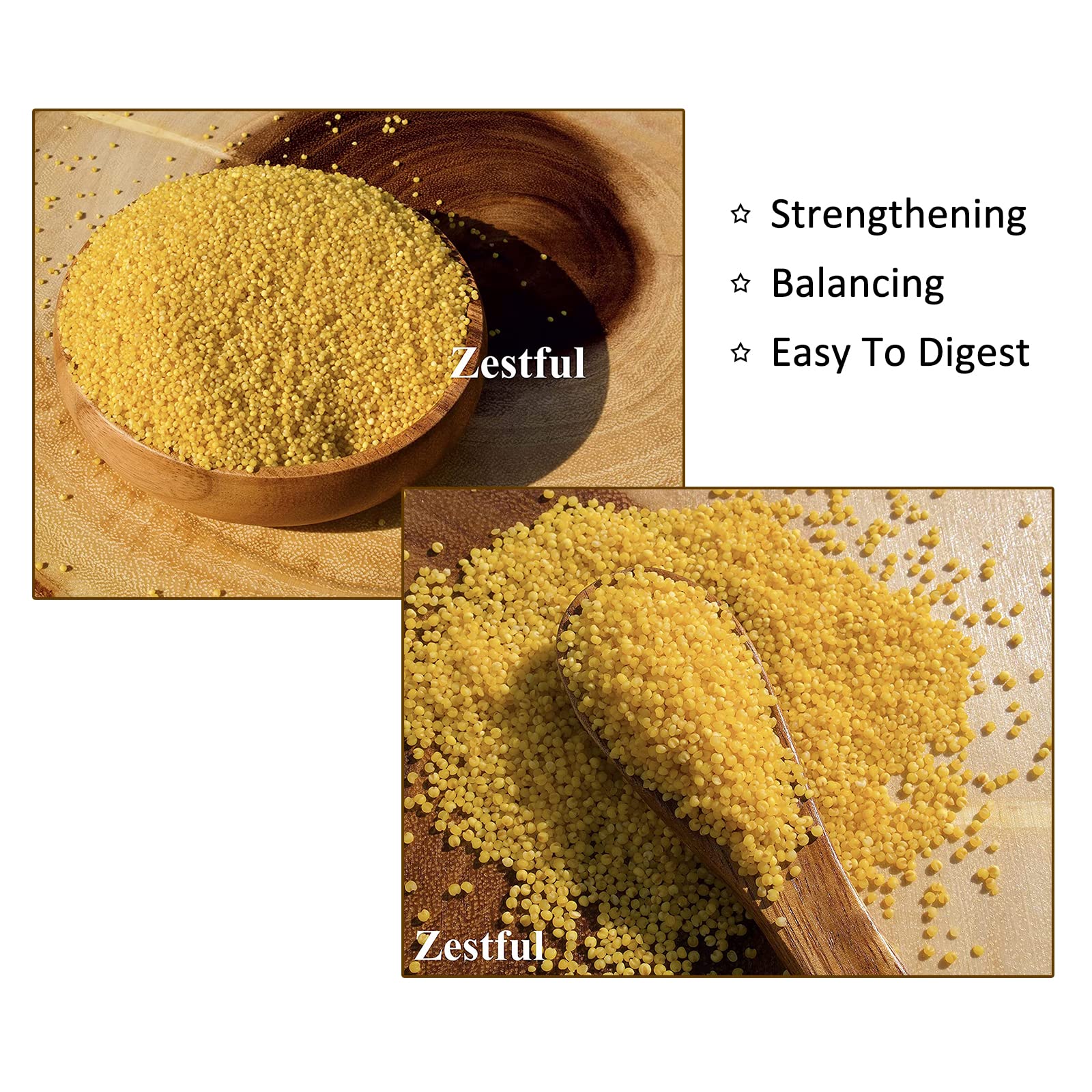 Zestful Foods Hulled Millets,millet grain,millet seed,millet flour gluten free,Whole Grain,Organic,2 Pounds