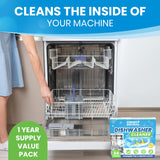 Dishwasher Cleaner Tablets & Deodorizer - 24 Pack (12 Month Supply) Deep Cleaning Descaler Pods, Removes Limescale, Hard Water, Calcium, Grease