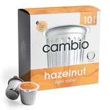 Cambio Roasters Hazelnut Light Roast Organic Coffee Pods - The Only Organic Recyclable Aluminum Coffee Pods, Small Batch Roasted, Keurig® Compatible