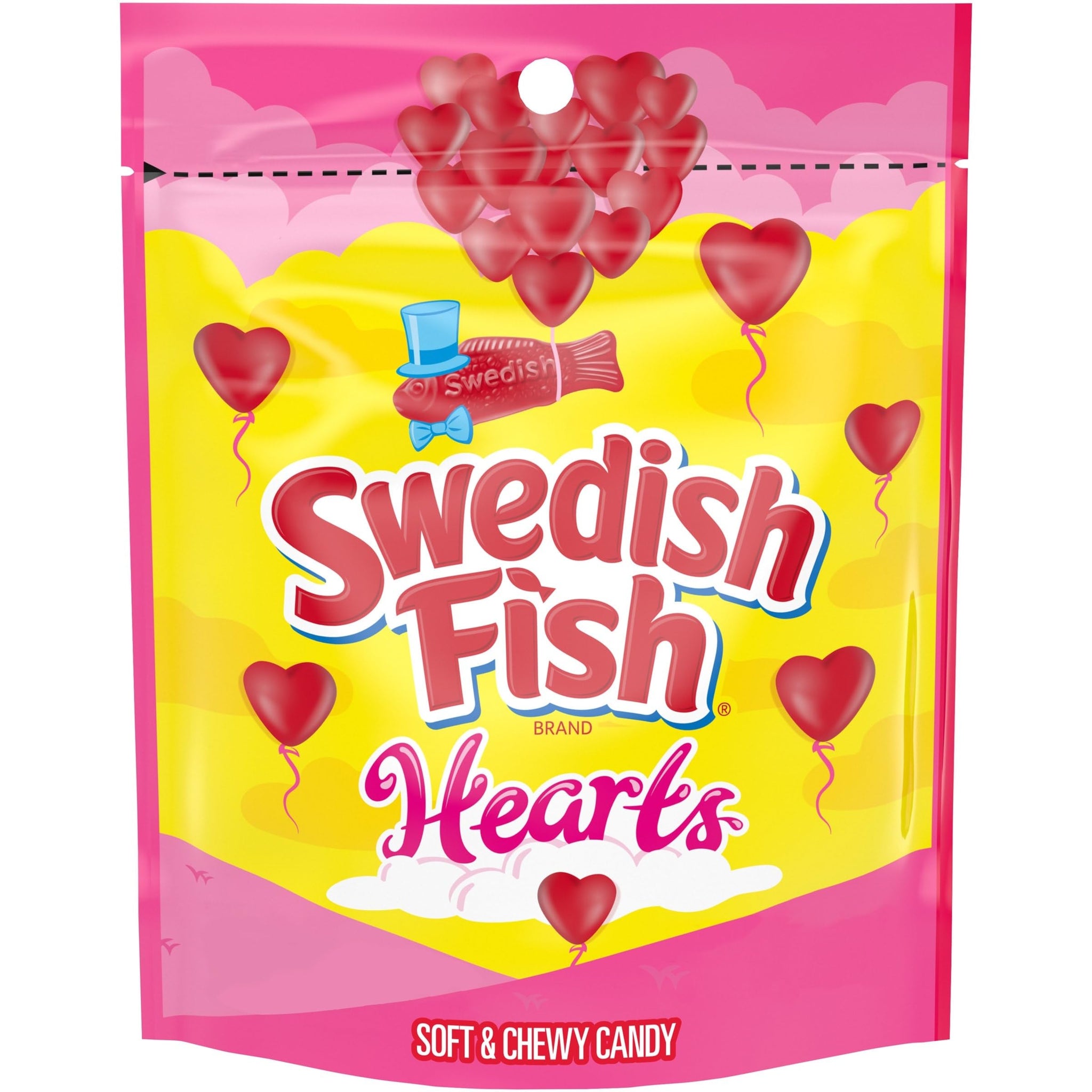 SWEDISH FISH Soft & Chewy Valentines Day Candy Hearts, 10 oz Bag