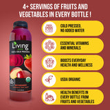O2 Living Juice Cold Pressed Drink - Red Radiance Organic Juice Pack - No Added Sugar or Water, Naturally Sweetened from Fruits, Rich in Nutrients
