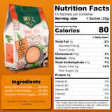 MuzTea Thai Tea Mix Milk Tea Powder 3 in 1 Instant Thai Tea Drink Packets Authentic Assam Tea Leaves For Hot Ice Tea, No Artificial Color 15 Sachets