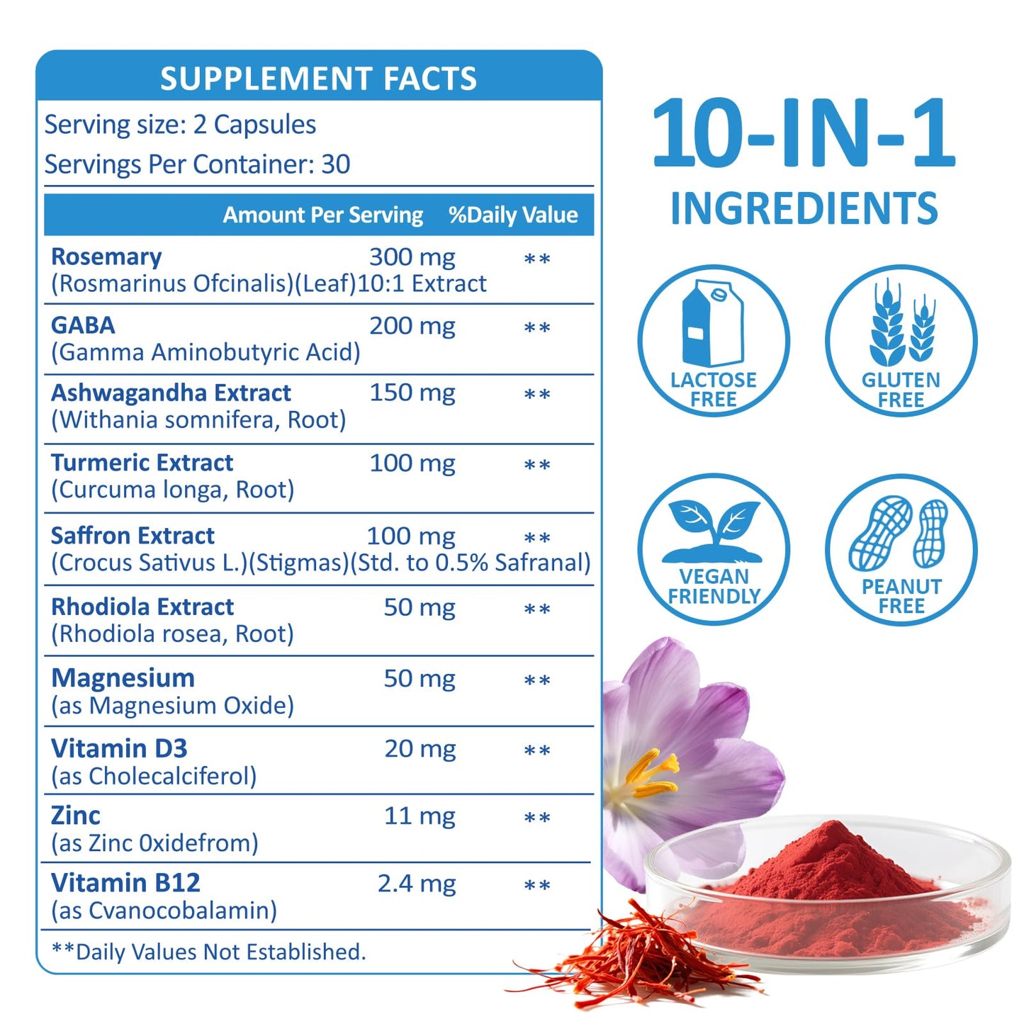 RimTuku Saffron Extract -Organic Saffron Supplements for Women and Men,177mg, Minimum 10% Crocins for Mood & Energy, Vision & Heart Support, 180