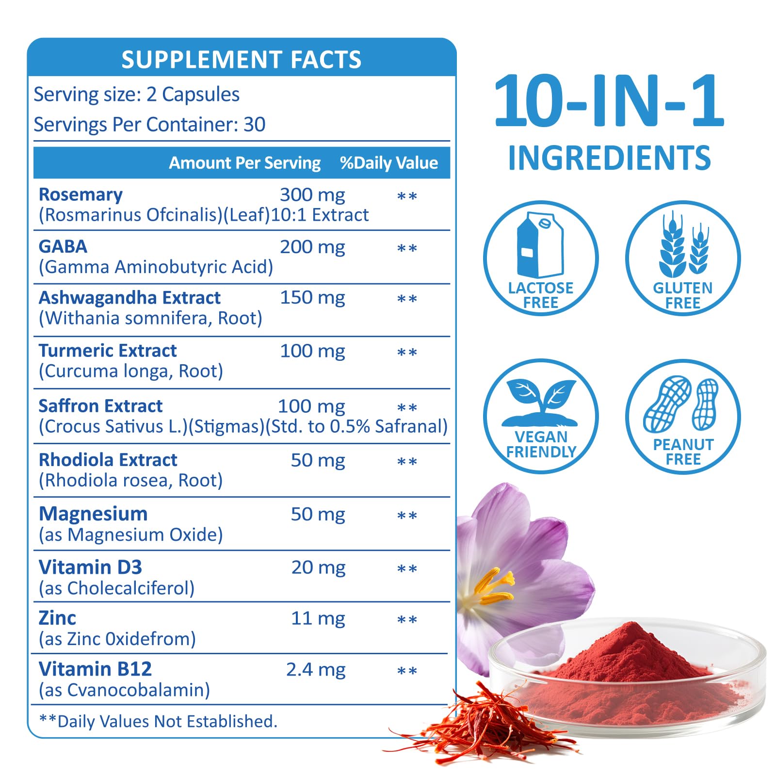 RimTuku Saffron Extract - Organic Saffron Supplements for Women and Men, 177mg, Minimum 10% Crocins for Mood & Energy, Vision & Heart Support, 240