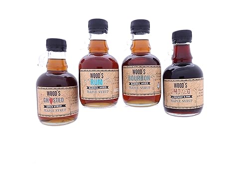 Set of Four Pure Vermont Maple Syrup - Bourbon, Rum, Ghost Pepper and Smoked - in Glass Jugs
