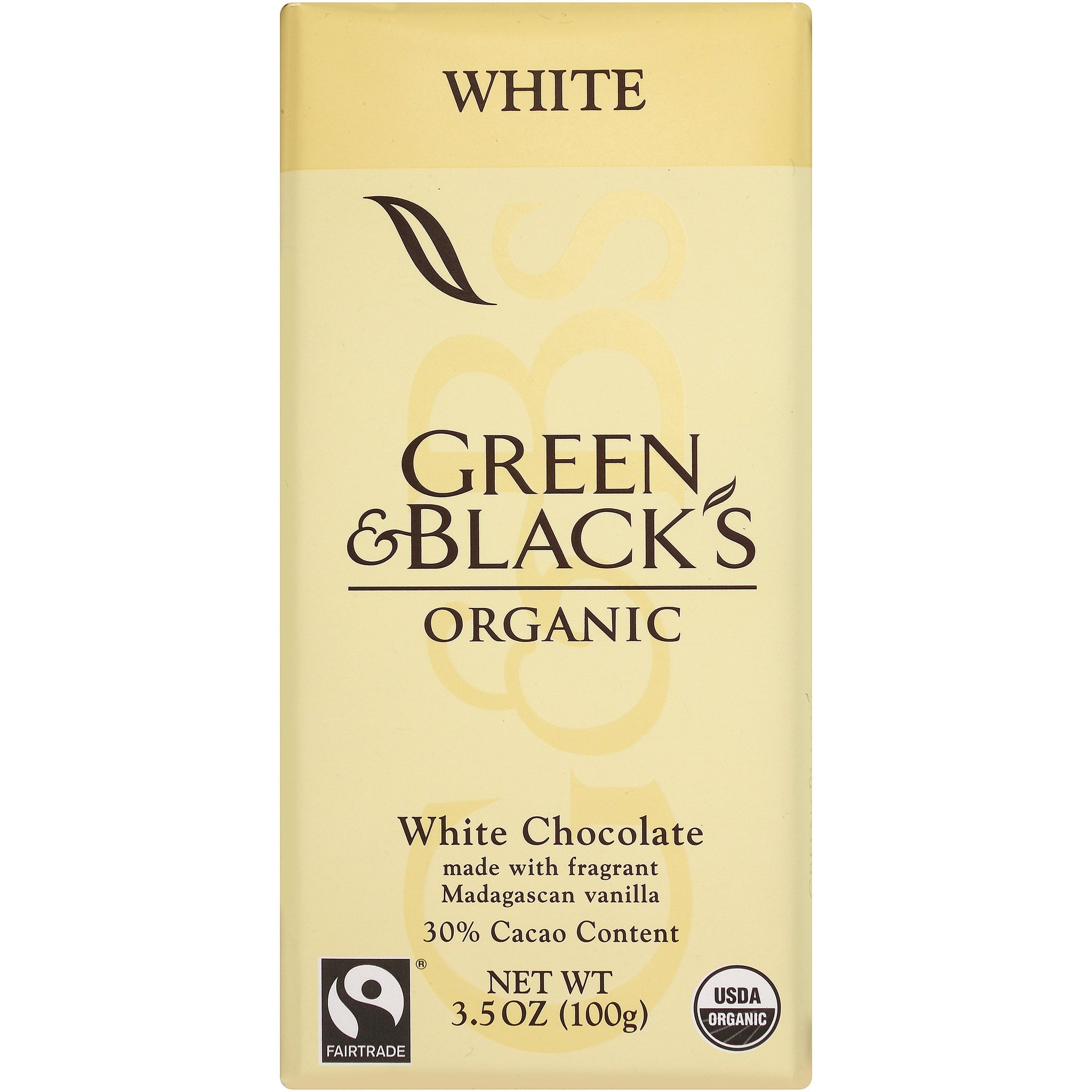 Green & Black's Organic White Chocolate with Vanilla, 30% Cacao, 3.5 Ounce Bars (Pack of 10)