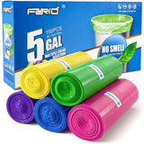 FORID Small Garbage Bags - 5 Gallon, Trash Can Liner for Home, Office, Bathroom, Bedroom, Waste Bin (5 Colors 150 Bags) - Durable & Thick Trash Bag