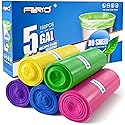 FORID Small Garbage Bags - 5 Gallon, Trash Can Liner for Home, Office, Bathroom, Bedroom, Waste Bin (5 Colors 150 Bags) - Durable & Thick Trash Bag