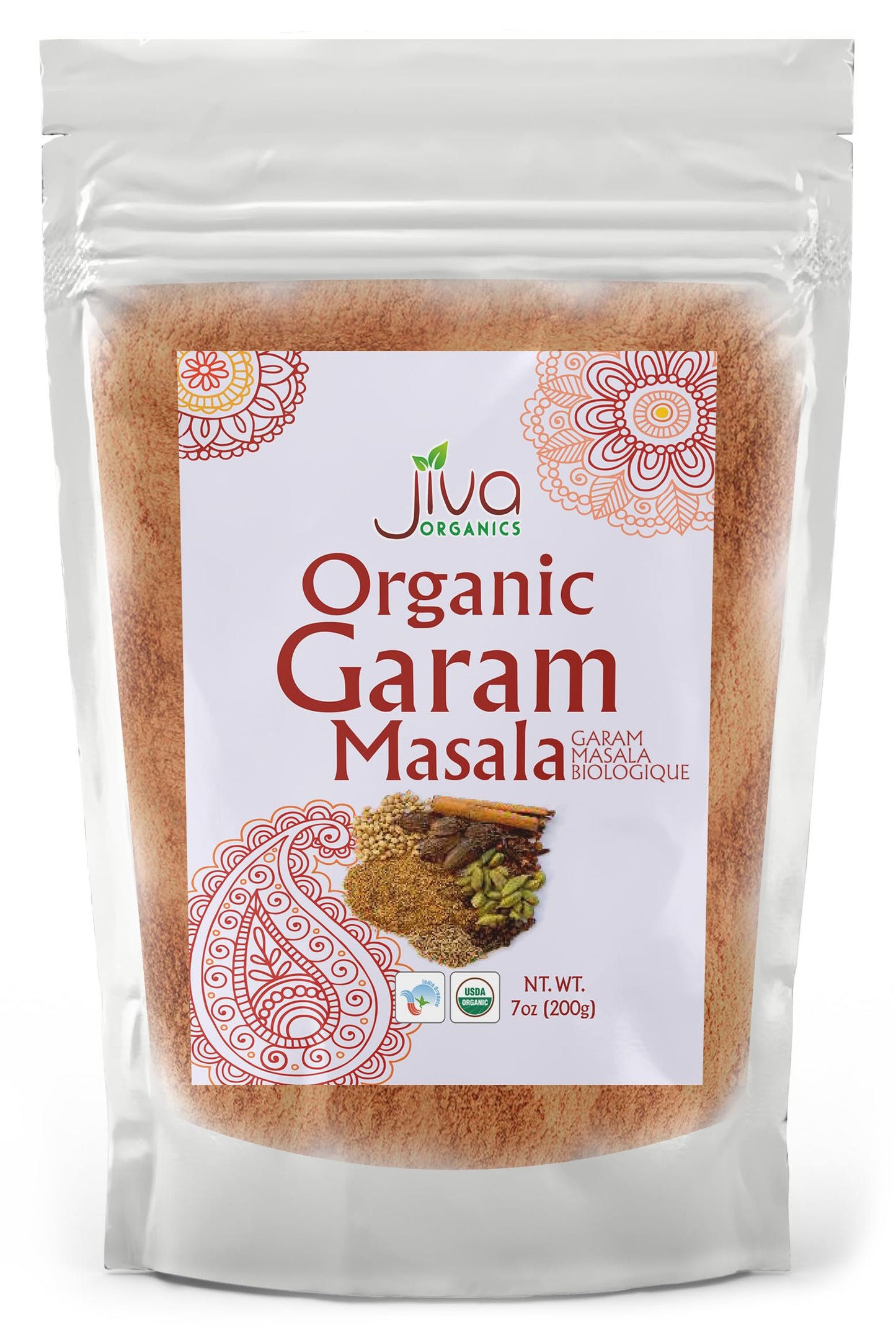 Jiva Organics Organic Garam Masala Powder 7 Ounce - NON-GMO, Salt Free, Premium Indian Spice Blend