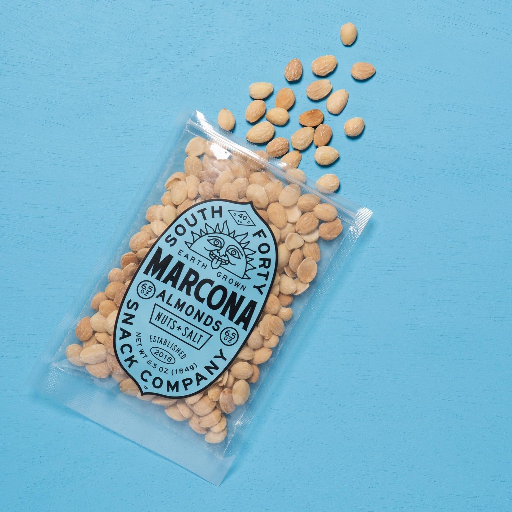 South 40 Snacks Dry Roasted Salted Marcona Almonds (6.5oz bag, pack of 4)
