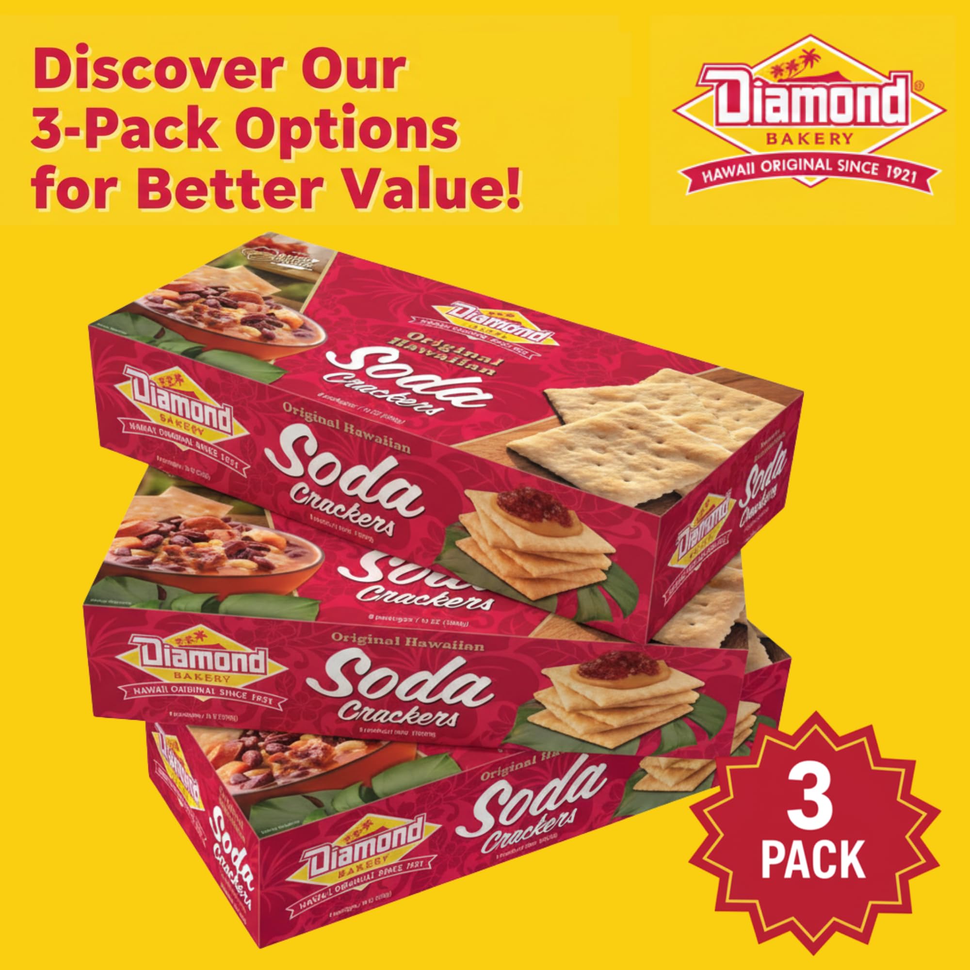 Diamond Bakery - Original Hawaiian Soda Crackers (Unsalted Tops) Net Wt. 13 Oz.