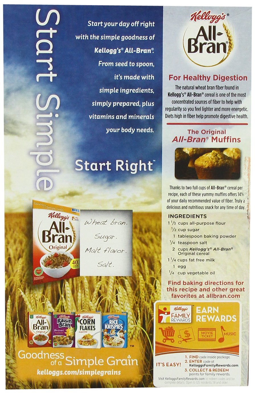 All Bran Cereal, Original, 18.3-Ounce Boxes (Pack of 5)