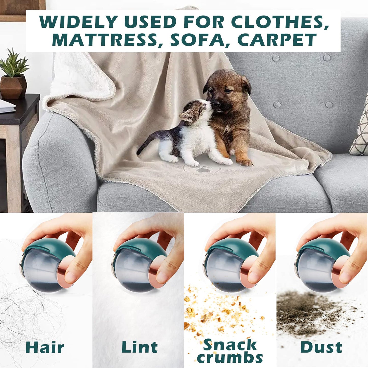 Washable Reusable Gel Lint Roller for Pet Hair, Extra Sticky Portable Dog Cat Pet Hair Remover Lint Ball Roller Mini Lint Removal Tool, Lint Roller