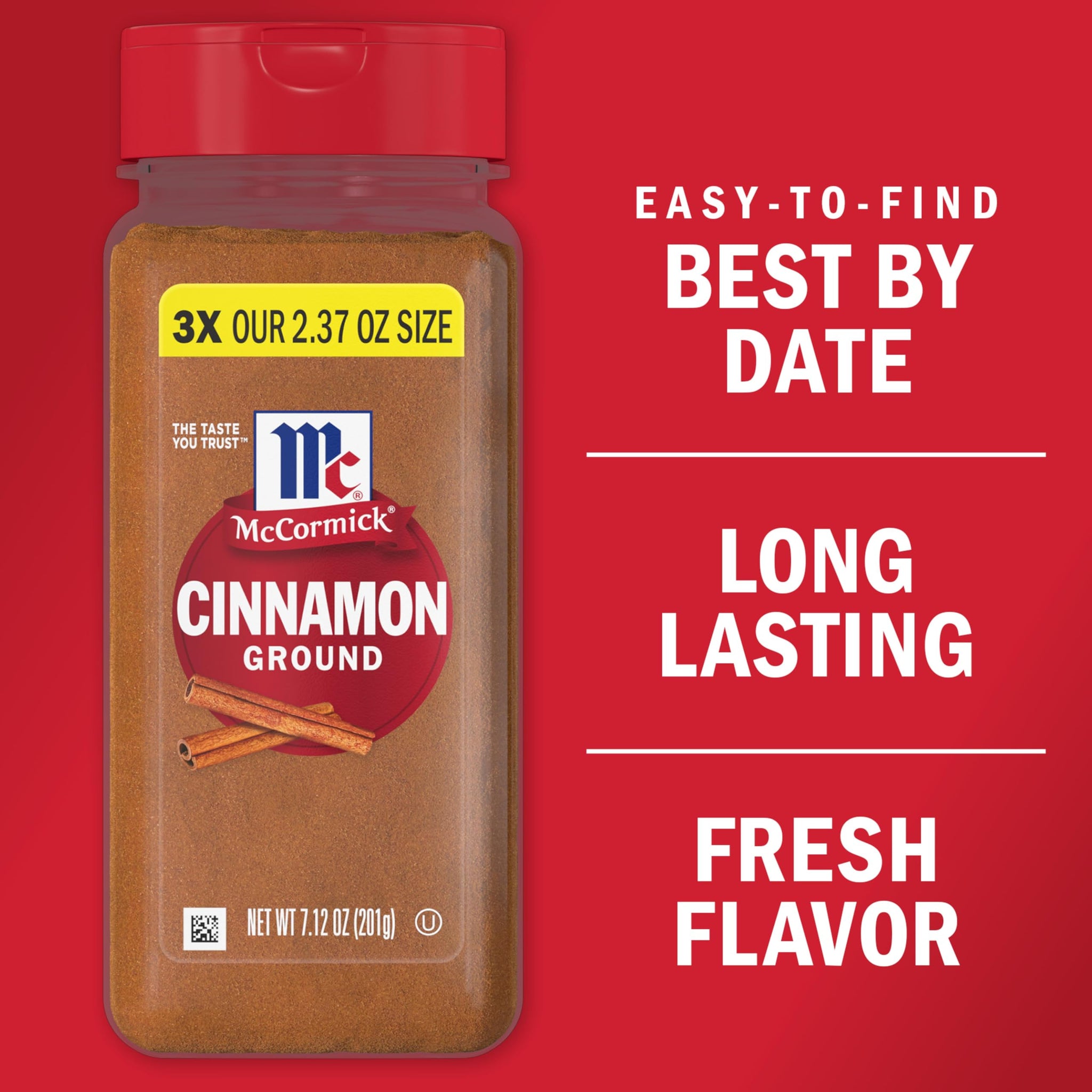 McCormick Ground Cinnamon, Non-GMO, Aged Up to 15 Years, Brings Rich Cinnamon Flavor to Savory & Sweet Recipes, 7.12 oz
