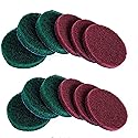 HUAWELL 12 Piece Replacement Scrub Pads, Red and Green 5 inch
