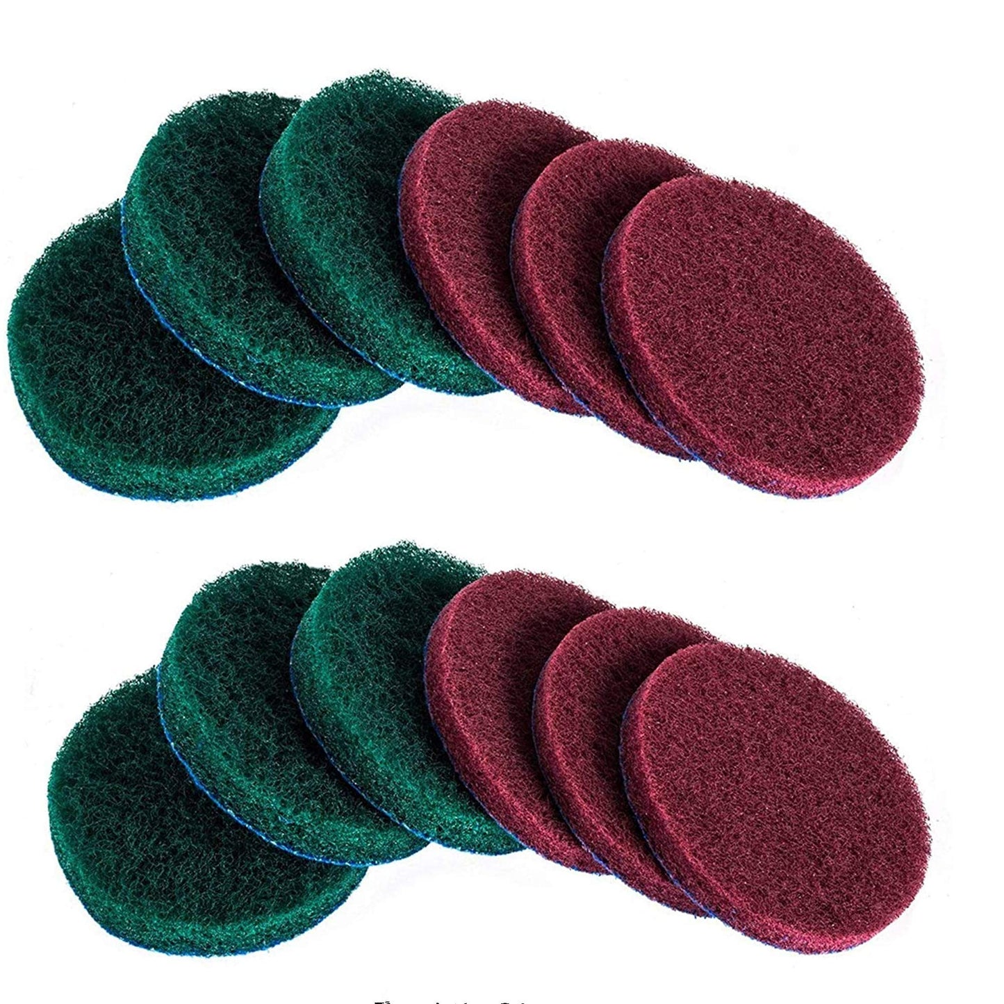HUAWELL 12 Piece Replacement Scrub Pads, Red and Green 5 inch