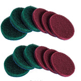 HUAWELL 12 Piece Replacement Scrub Pads, Red and Green 5 inch