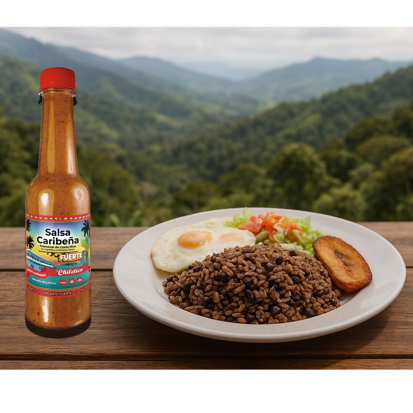 Chiletico Caribbean Hot Sauce, Strong Heat Level Handcrafted from Costa Rica with Fresh Vegetables and Natural Spices - Gourmet Flavor, 10.5 fl oz