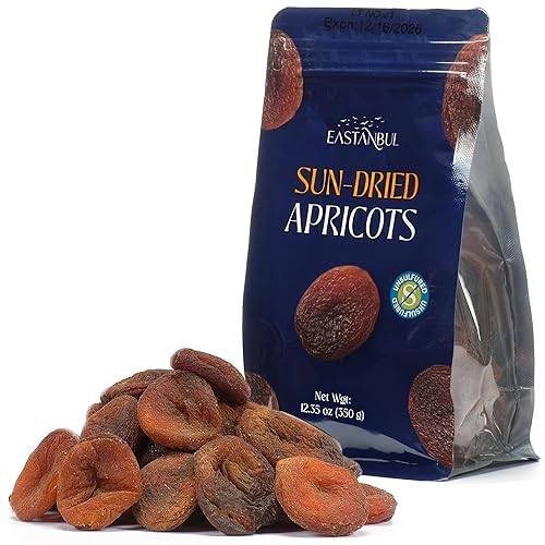 Eastanbul Sun Dried Apricots, 12.35oz, Premium Dried Apricots No Sugar Added, Naturally Dry Fruit Snacks, Turkish Fruits Moist & Plump, Whole, No