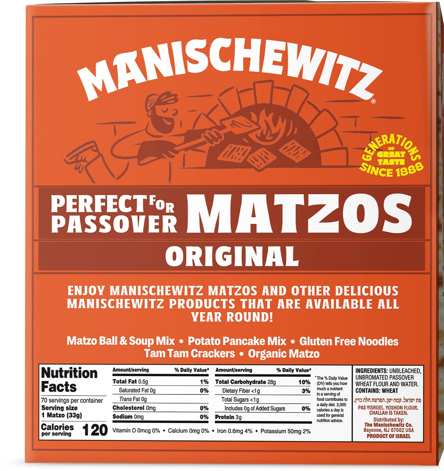 Manischewitz Passover Matzo (5x1lb Boxes) The Original Manischewitz Passover Matzo | Two Ingredients only - Flour and Water - 18 Min Matzo | Unsalted