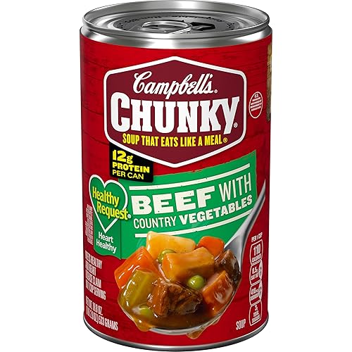 Campbell’s Chunky Healthy Request Soup, Beef Soup with Country Vegetables, 18.8 Oz Can