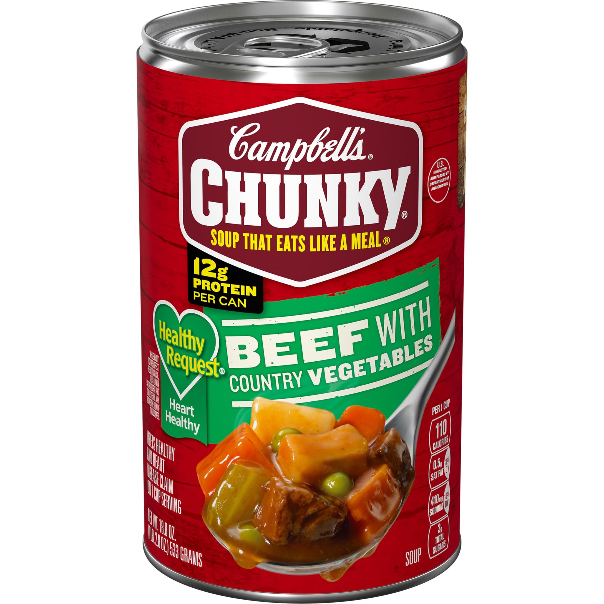Campbell’s Chunky Healthy Request Soup, Beef Soup with Country Vegetables, 18.8 Oz Can