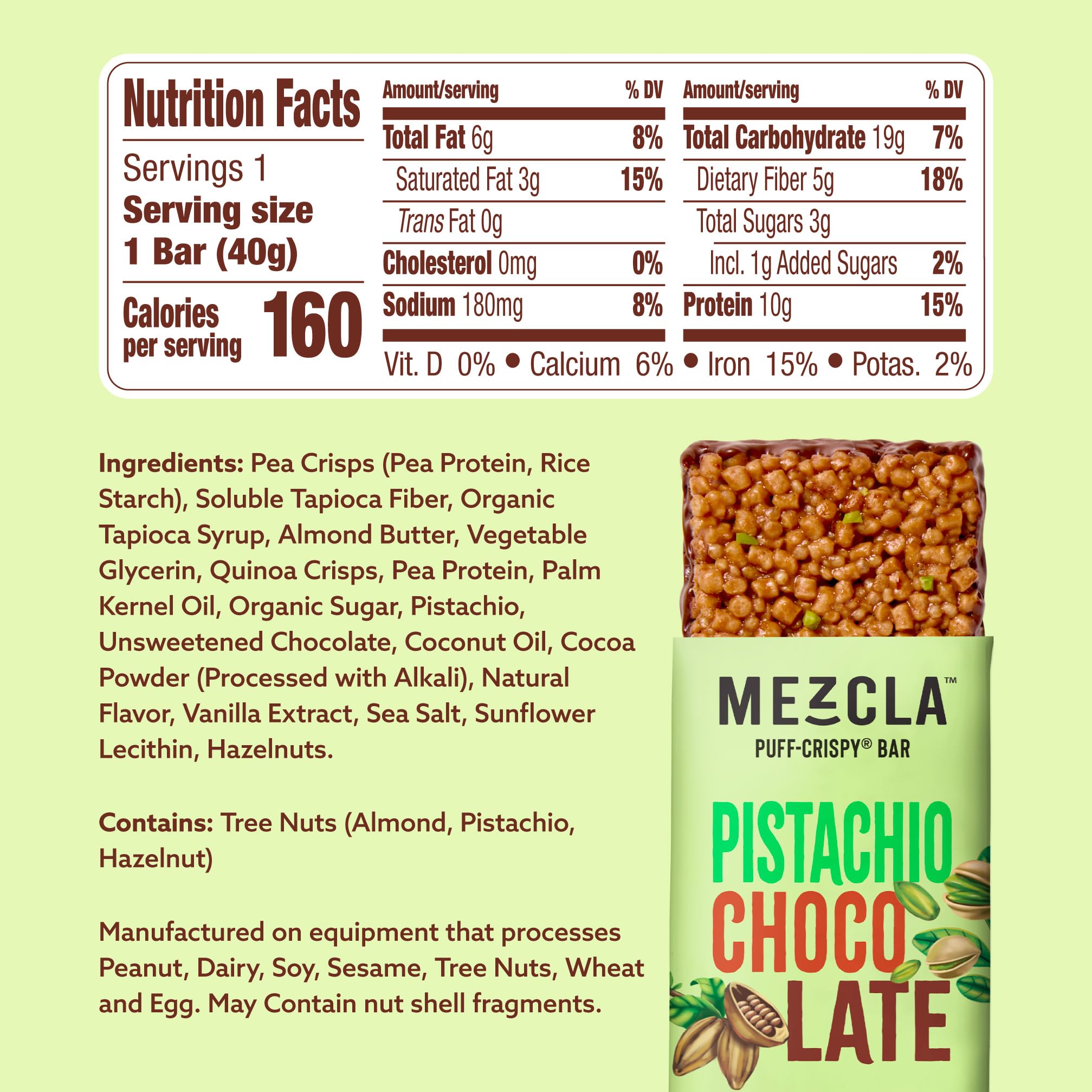 Mezcla Puff Crispy Protein Bars, Gluten Free & Vegan Protein Bars, 10g Protein, Alt for Crispy Rice Treat, Granola Bars & Breakfast Bars, Healthy