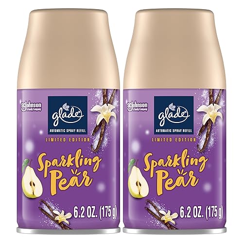 Glade Automatic Spray Refill, Air Freshener for Home and Bathroom, Sparkling Pear, 6.2 Oz, 2 Count