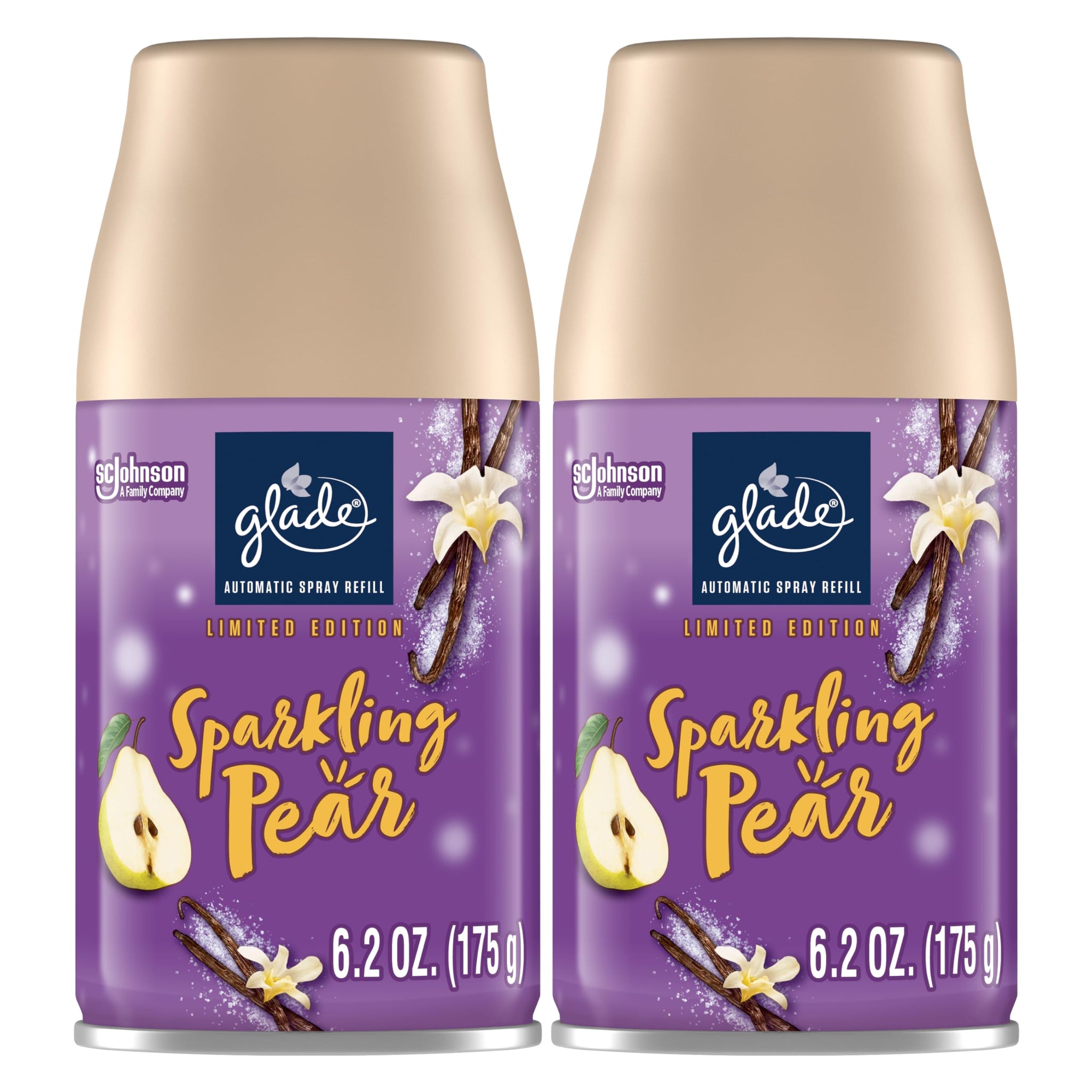 Glade Automatic Spray Refill, Air Freshener for Home and Bathroom, Sparkling Pear, 6.2 Oz, 2 Count