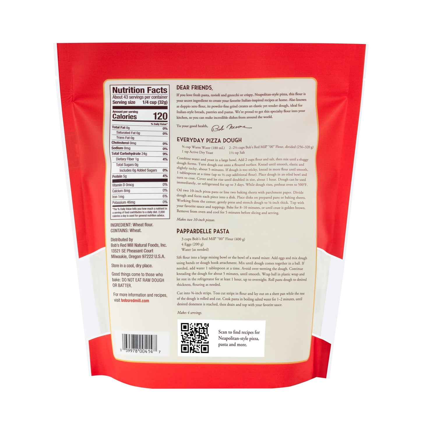 Bob's Red Mill 00 Flour Premium Italian-Style, 48oz (Pack of 1) - Non GMO, Vegan, Kosher