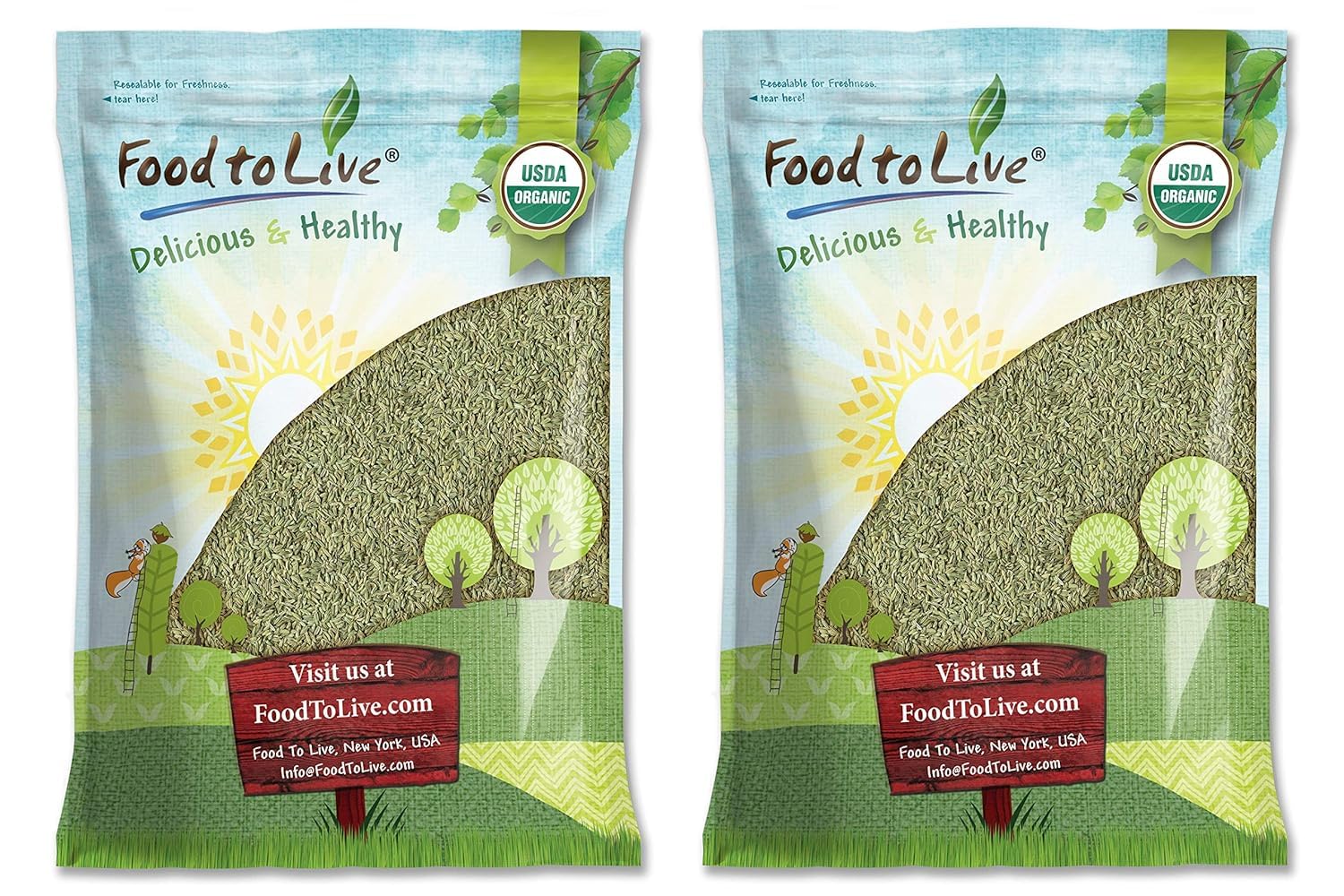 Food to Live - Organic Fennel Seeds, 14 Pounds - Whole Raw Seeds, Non-GMO Spice, Non-Irradiated, Kosher, Vegan, Bulk. High in Dietary Fiber. Great
