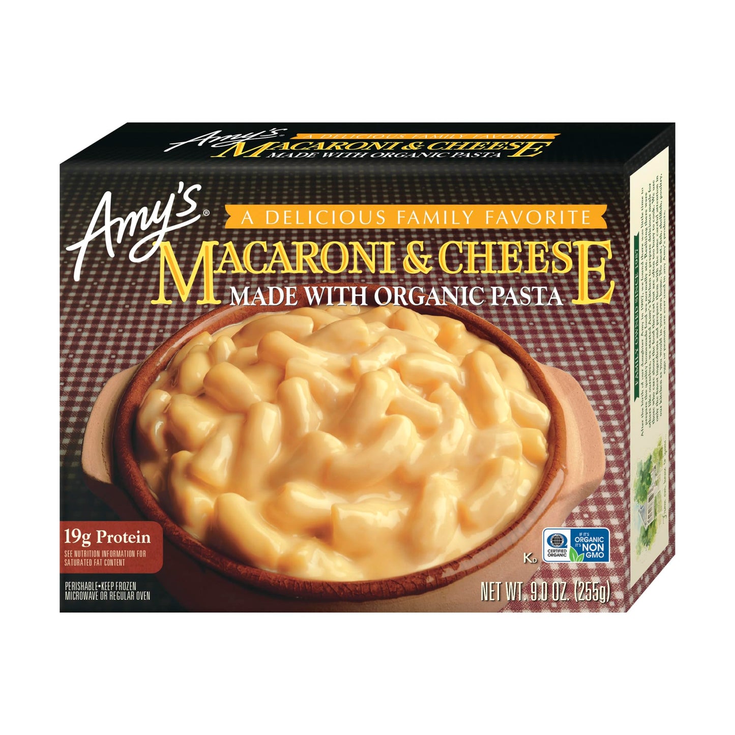 Amy's Frozen Meals, Macaroni and Cheese, Made With Organic Pasta, Microwave Meals, 9 Oz