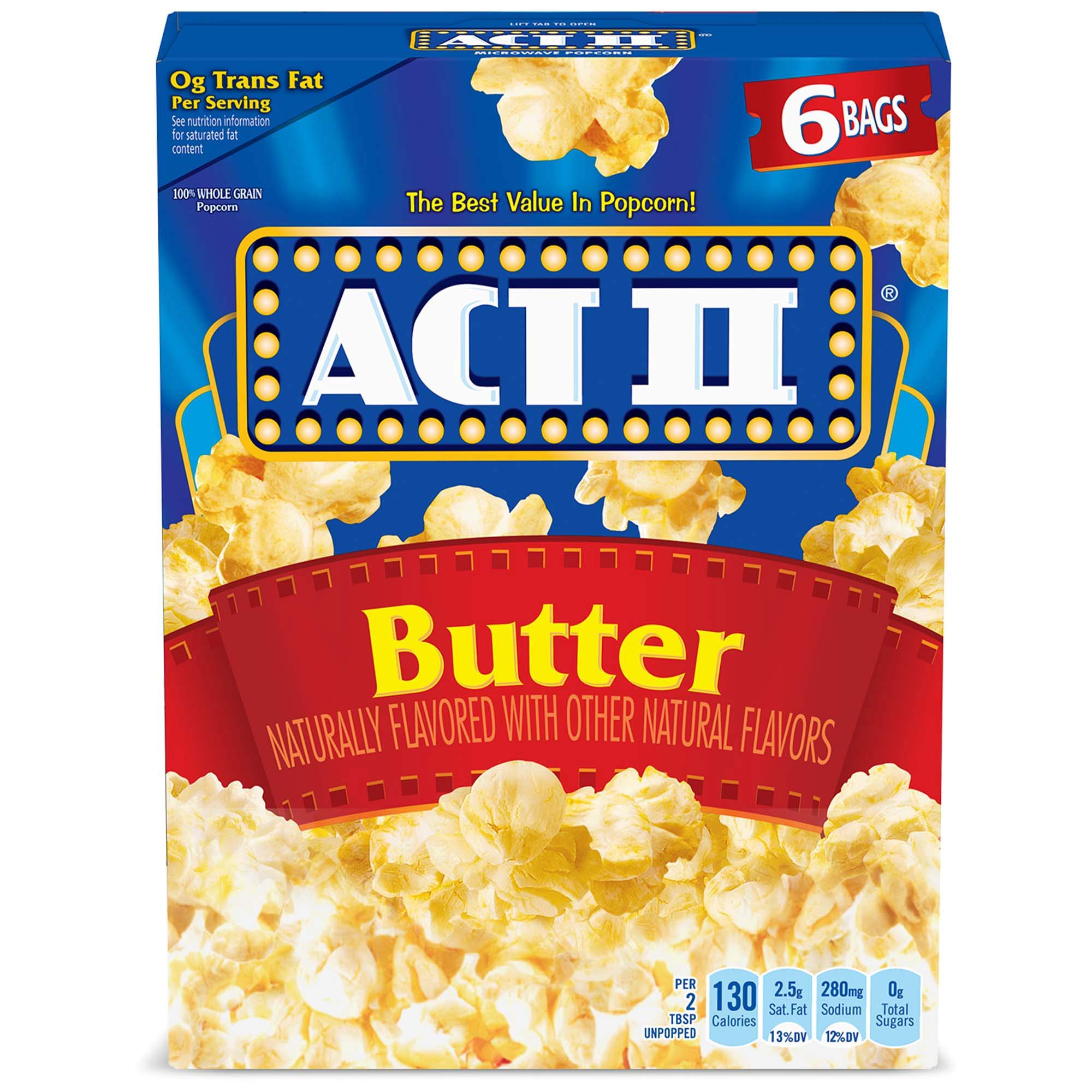 Act II Butter Microwave Popcorn, 2.75 oz., 6-Count Bags