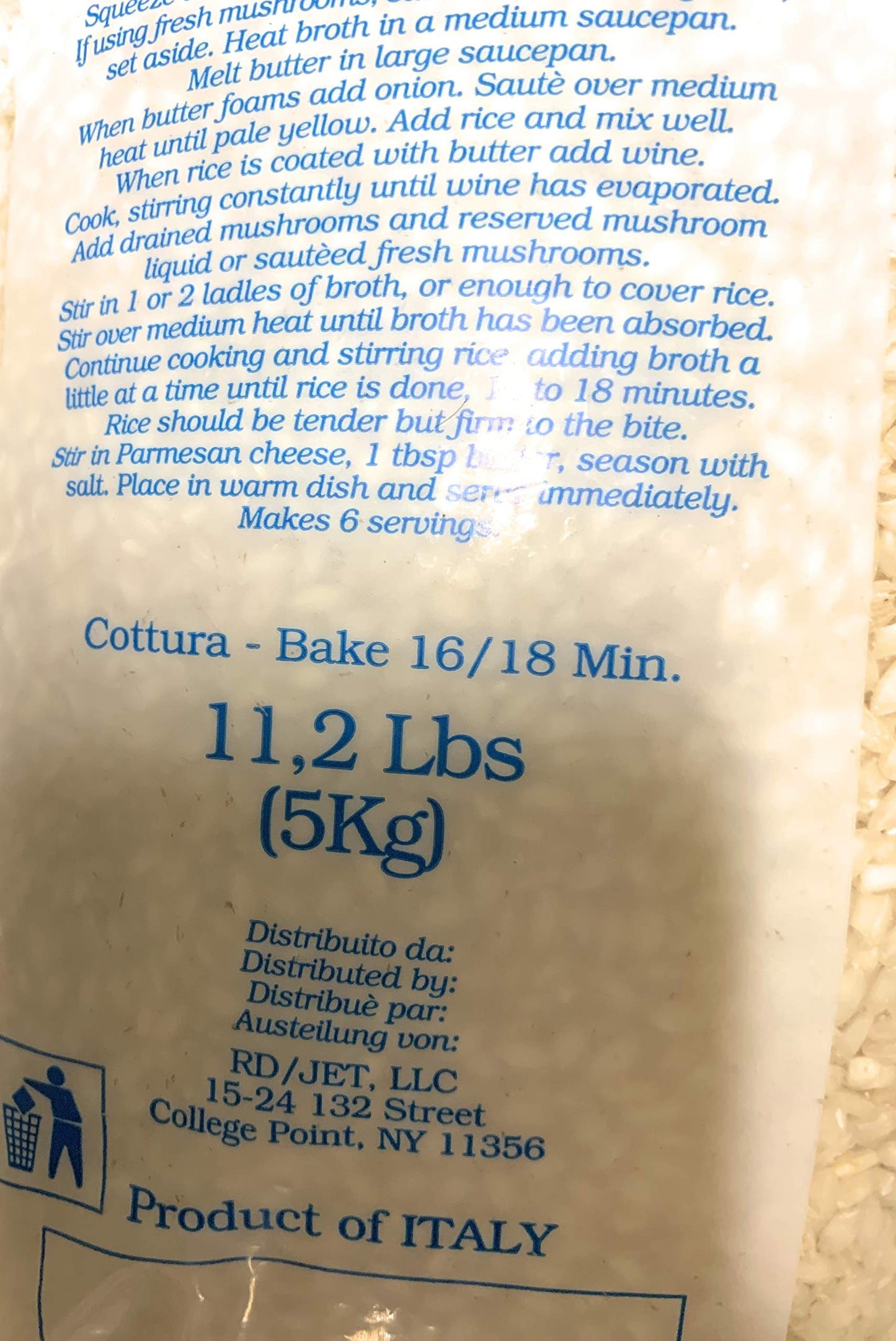 100 % Arborio Rice Supremo Italiano (11.2 lbs bag)
