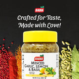 Badia Minced Garlic, Lemon & Basil 8 oz - Zesty Garlic, Herb & Citrus Blend