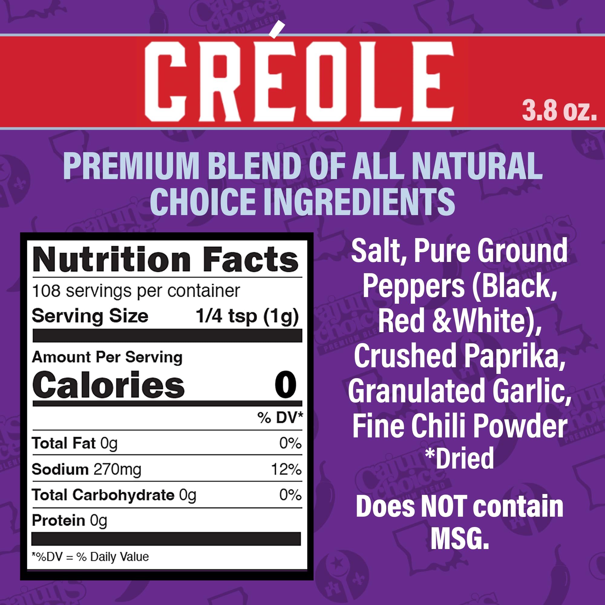 Cajun's Choice Variety Pack: Creole Seasoning 3.8 oz (2) + Blackened Seasoning 2.75 oz (2) Cajun's Choice Louisiana Foods - (New Look - Same Great