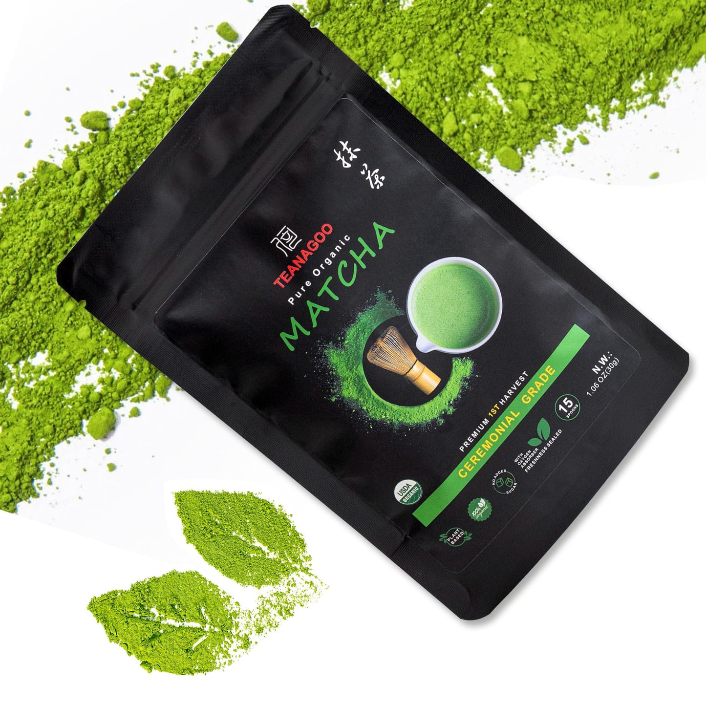 TEANAGOO Matcha Powder Ceremonial Grade, Premium Green Tea for Latte/Breakfast Beverage/Daily Green Tea, USDA Organic Ceremony Matcha Tea, Unsweetened