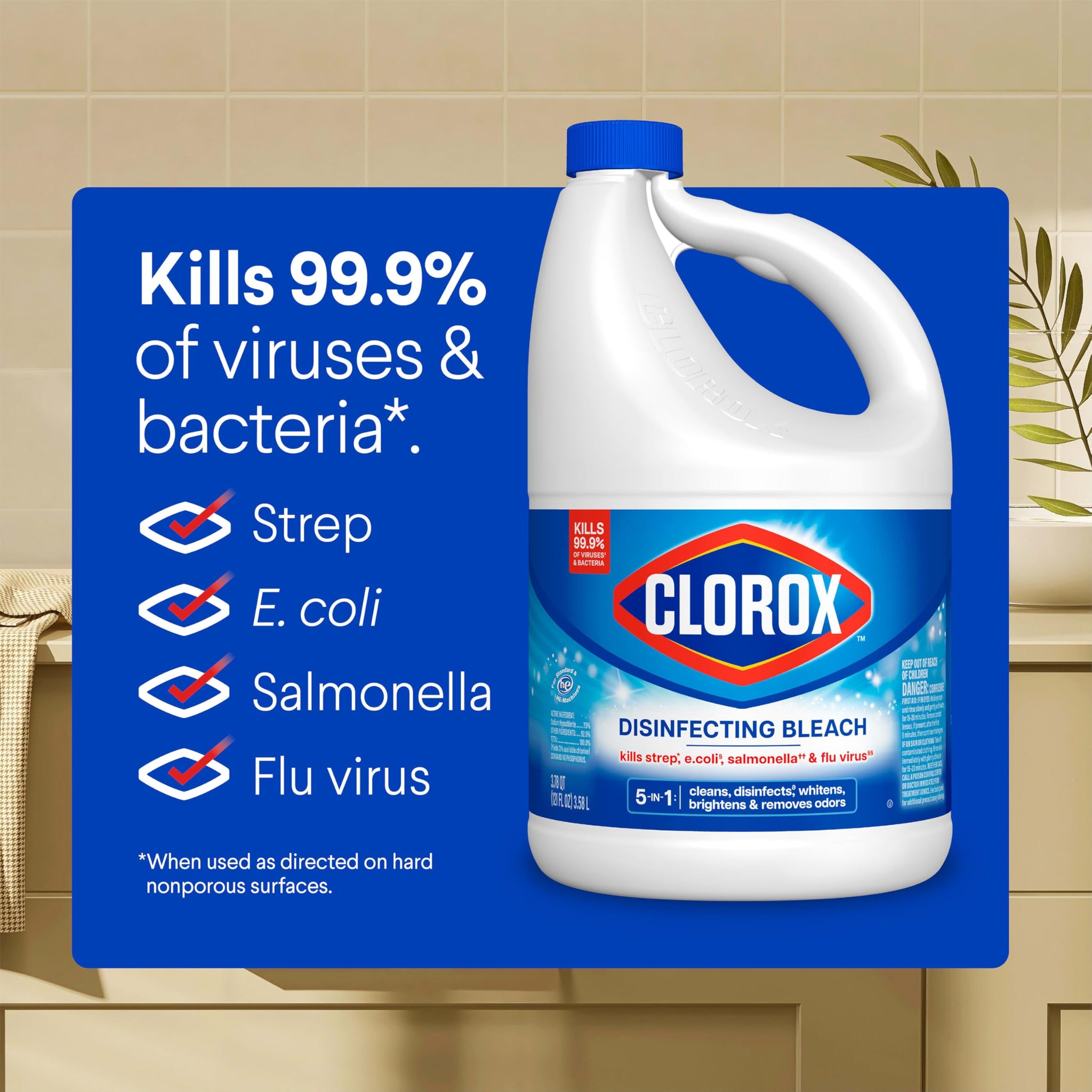 Clorox Disinfecting Bleach, 121 Fluid Ounces (Package May Vary)