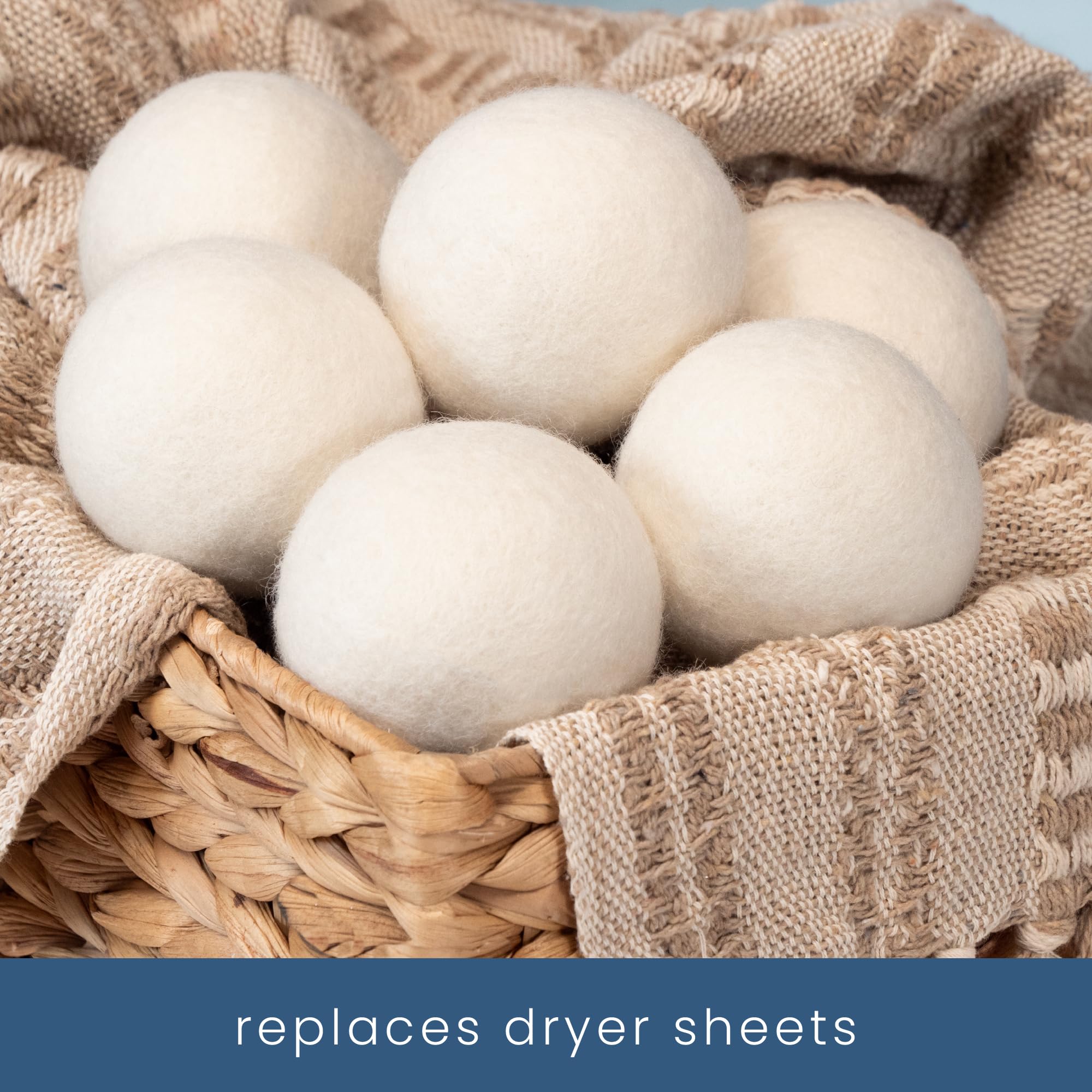 S&T INC. XL New Zealand Wool Dryer Balls, Fabric Softener for Laundry, Natural White, 2.9 in, 6 Pack