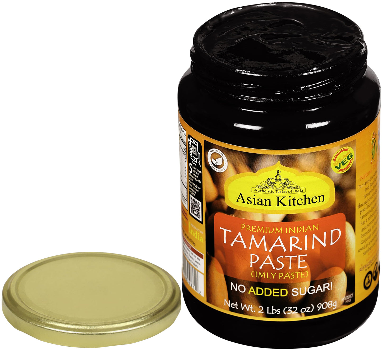 Asian Kitchen Tamarind Paste Puree (Imli) 32oz (908g) 2lbs Glass Jar, Gluten Free, No added sugar ~ All Natural | Vegan | NON-GMO | No Colors | Indian