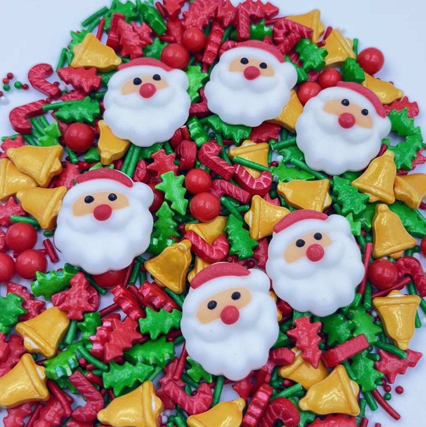 1 Bottle Christmas Sprinkles | Cake Cupcakes and Ice Cream Topper Decorations | Edible Holiday Sprinkles 3.5 OZ(6 Santa Tree Bell Mixing)