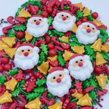 1 Bottle Christmas Sprinkles | Cake Cupcakes and Ice Cream Topper Decorations | Edible Holiday Sprinkles 3.5 OZ(6 Santa Tree Bell Mixing)