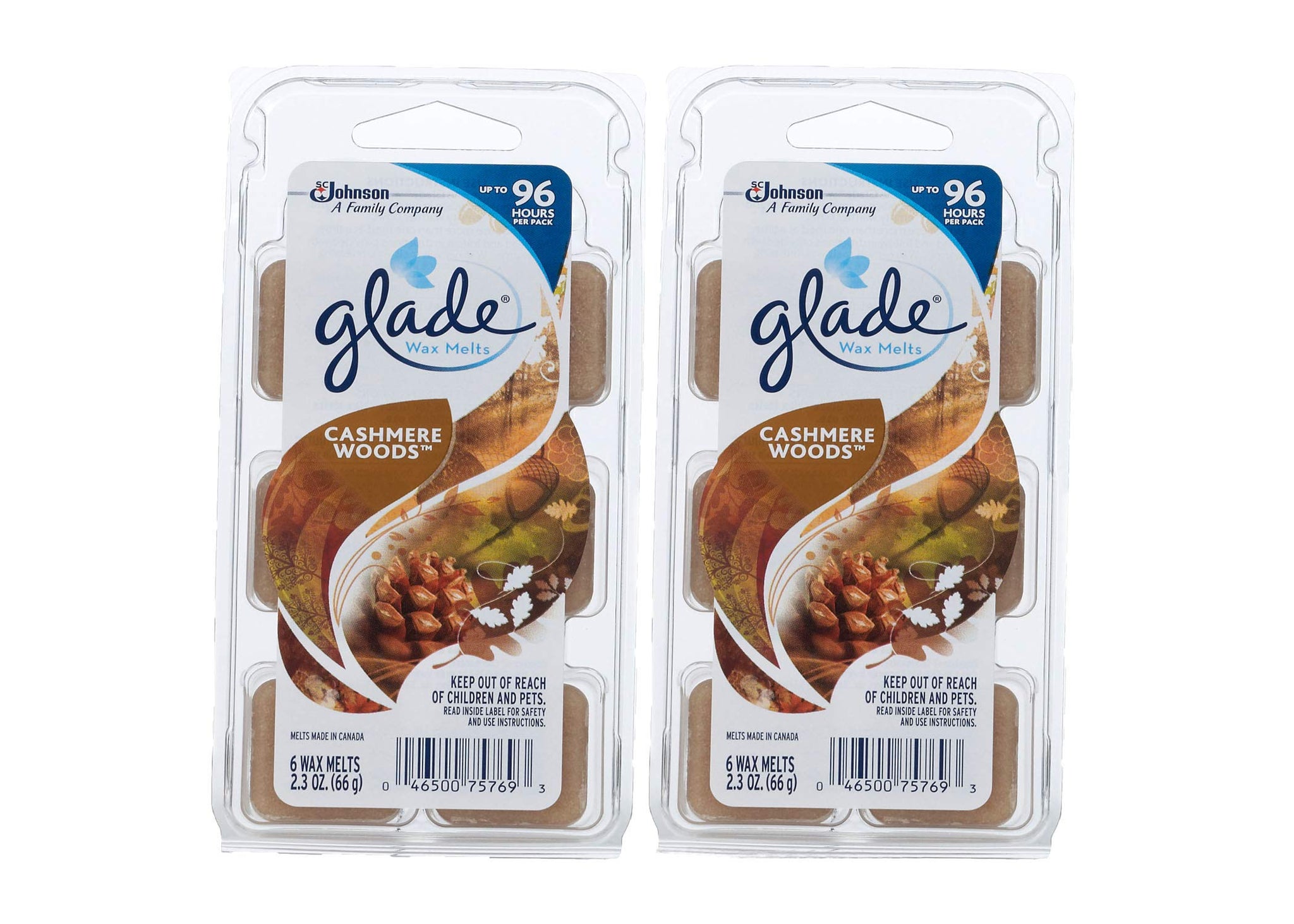 (2 Pack) Glade Limited Edition - Cashmere Woods - Wax Melts, 6 each