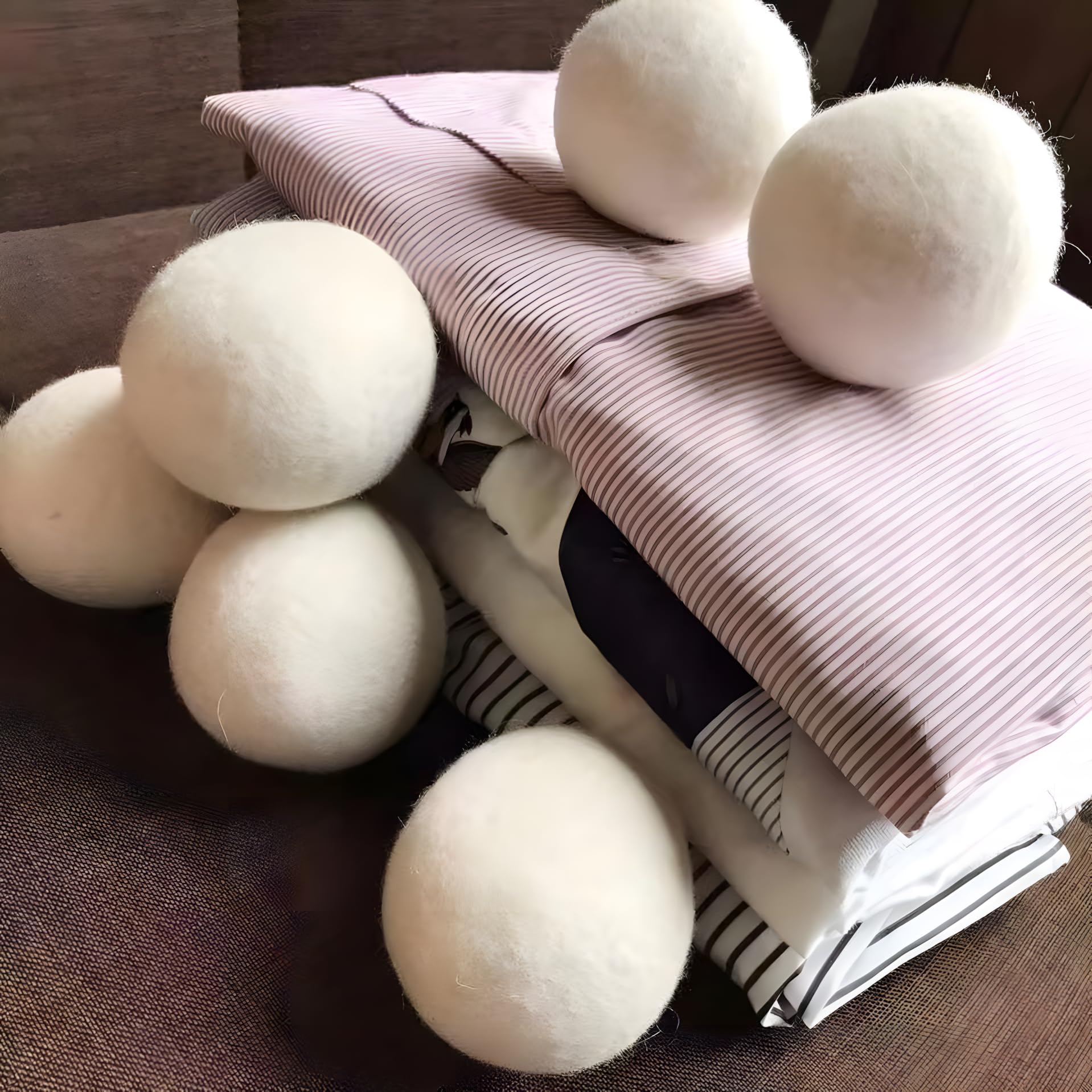 6 Pack Felt Dryer Balls - Wool Dryer Balls for Reducing Drying Time, Eliminating Static & Wrinkles, Removing Lint, Pet Hair, Odors - Reusable Cat Toy