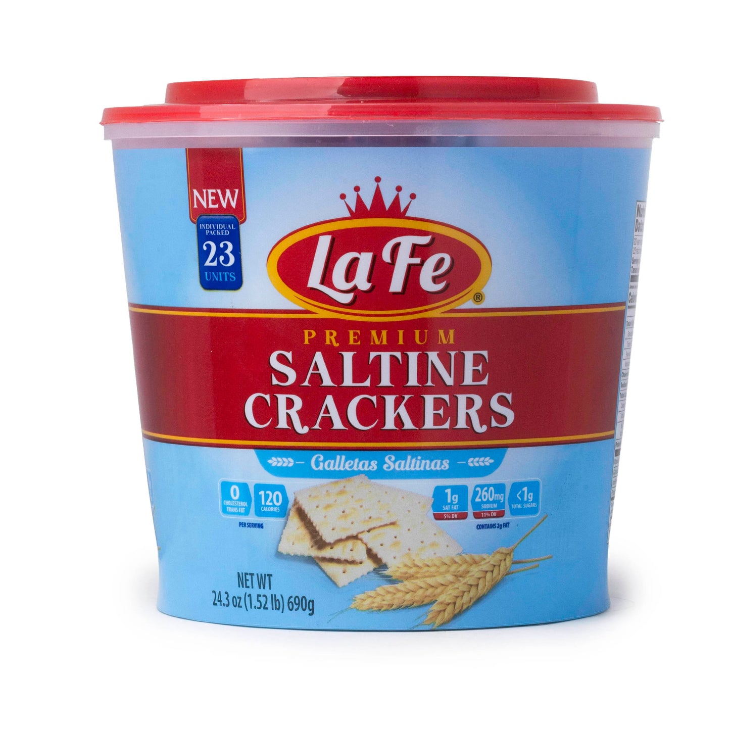 La Fe Premium Crackers in a 23-count resealable Tub (24.3 Ounce (Pack of 1), Saltines)