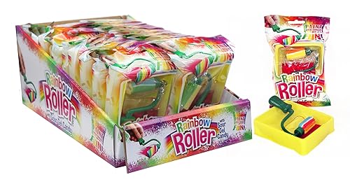 Rainbow Roller Candy with Sour Gel Candy, Sweet and Sour Fruity Lollipop, Paint Your Tongue Fun, 0.78 oz, Pack of 20