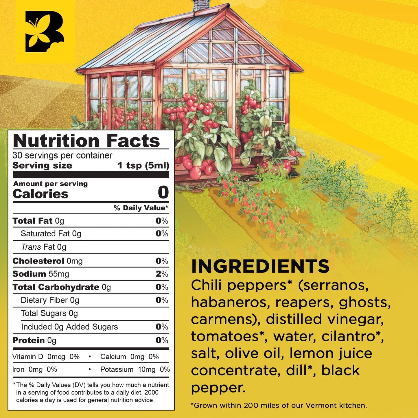 Butterfly Bakery of Vermont Hot House Hot Sauce, 5 fl oz