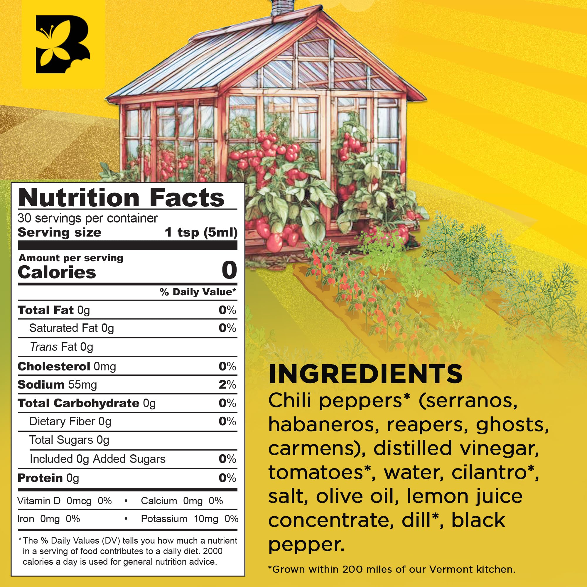 Butterfly Bakery of Vermont Hot House Hot Sauce, 5 fl oz