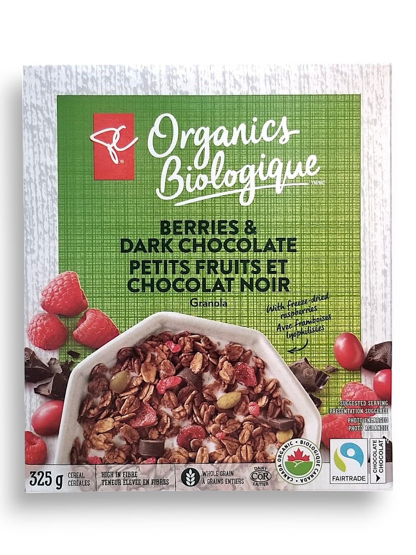 President's Choice Organics Berries & Dark Chocolate Granola, 325g/11.3 oz. Box