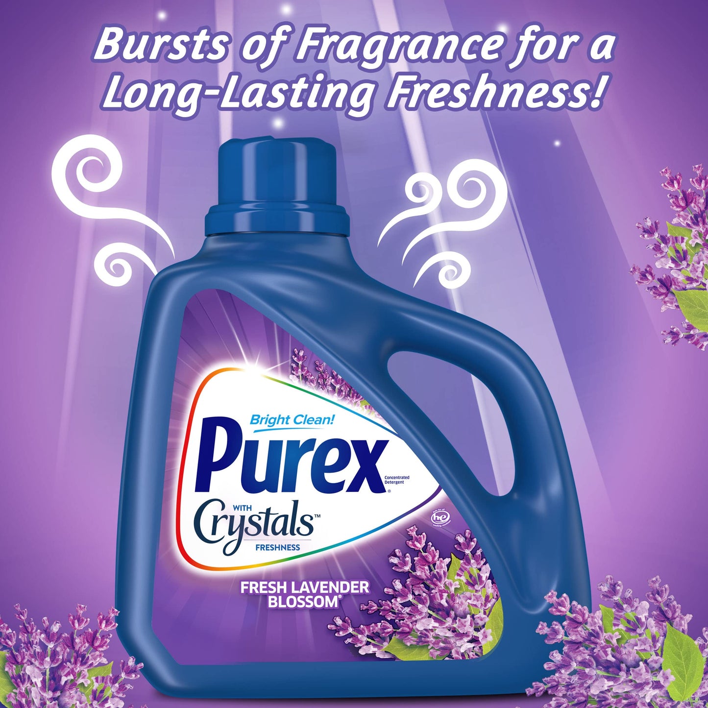 Purex Liquid Laundry Detergent with Crystals Fragrance, Fresh Lavender Blossom, 75 oz (50 loads)